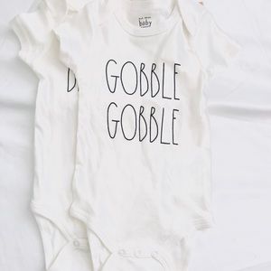Set of 3 Rae Dunn GOBBLE THANKFUL BLESSED onesies